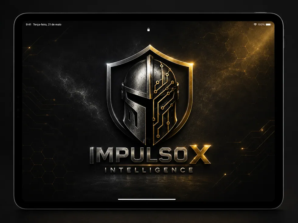 Aplicação visual da marca Impulso X em tablet