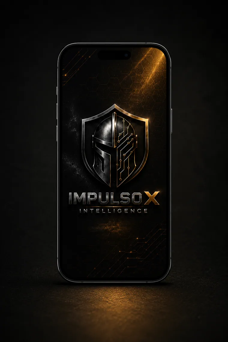 Aplicação visual da marca Impulso X em celular